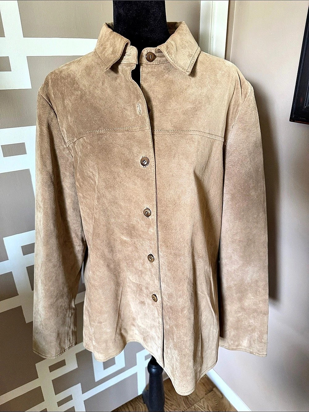 Vtg Pendleton Genuine Suede Button Front Women’s Jacket/Shacket Tan/Camel Sz L